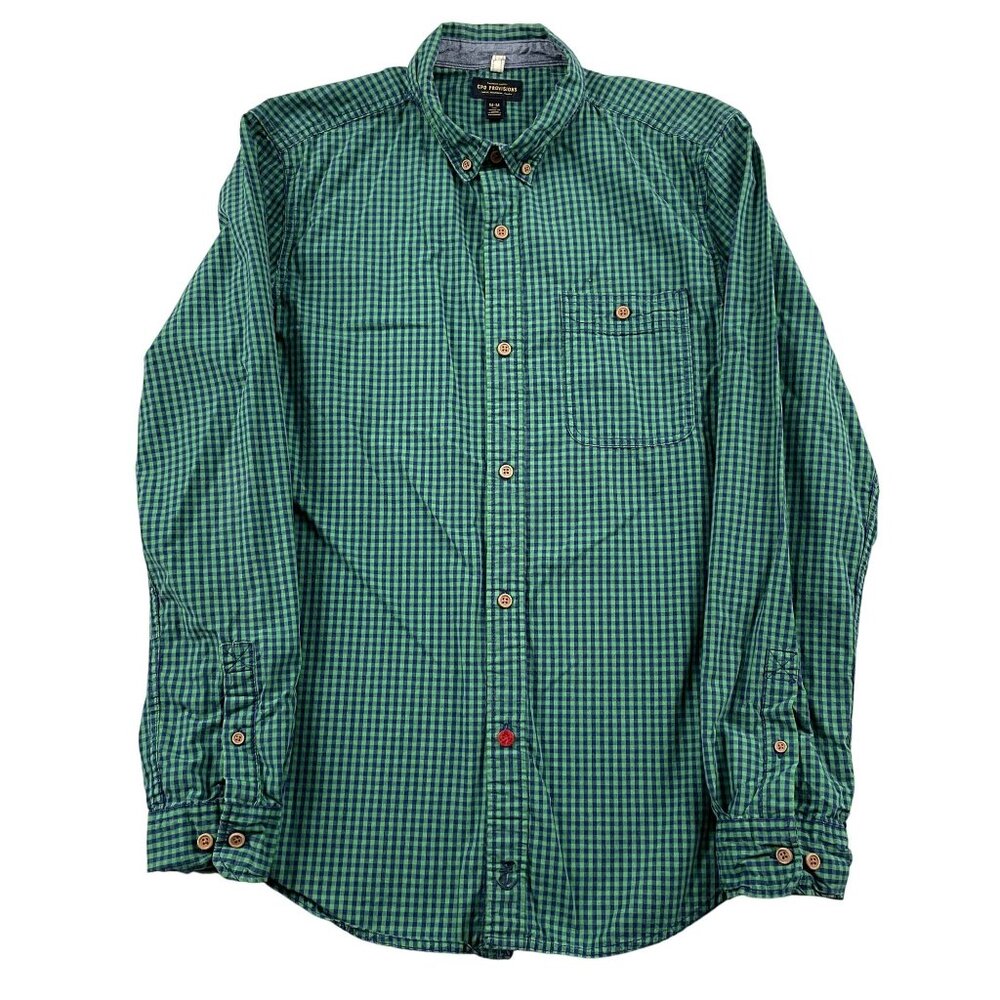 CPO Provision Button Down Shirt Mens Medium Green‎ Blue Plaid